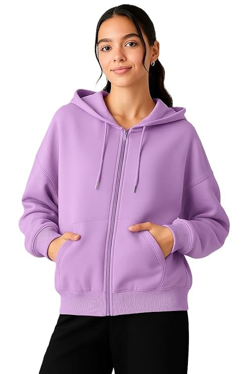 ADBUCKS Women's Oversized Winter Jacket Sweatshirts Casual Drawstring Clothes Zip Up Hoodie - Image 4