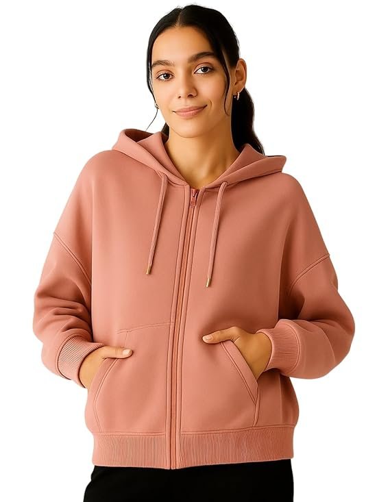 ADBUCKS Women's Oversized Winter Jacket Sweatshirts Casual Drawstring Clothes Zip Up Hoodie - Image 6