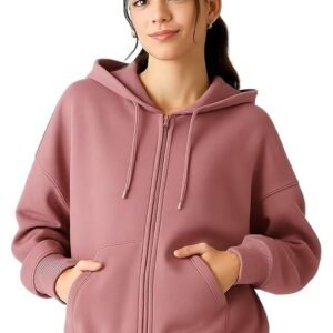 ADBUCKS Women's Oversized Winter Jacket Sweatshirts Casual Drawstring Clothes Zip Up Hoodie