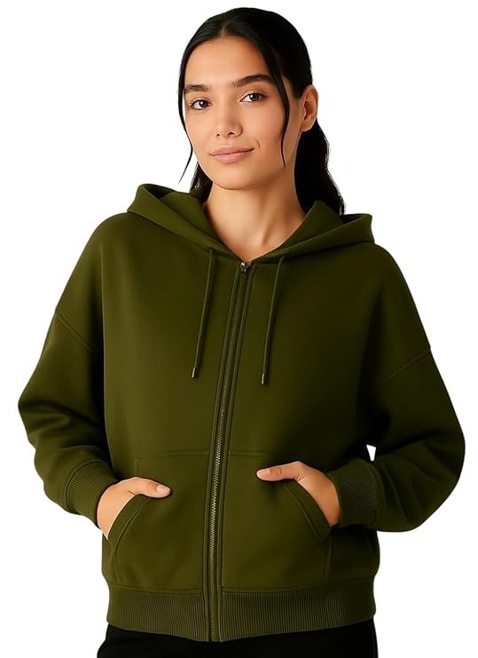 ADBUCKS Women's Oversized Winter Jacket Sweatshirts Casual Drawstring Clothes Zip Up Hoodie - Image 5