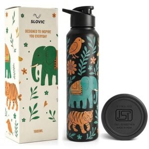 SLOVIC Steel Water Bottle 1 LTR | Travel Design Fridge Water Bottle | 100% BPA Free & Leak-Proof